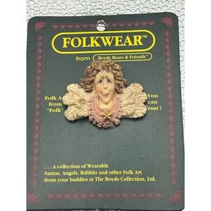 vtg‎ Folkwear Boyds Bears Friends Angel Pin Brooch Folk Art Collection 2625